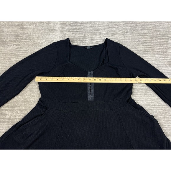 Torrid Dress Womens 00 Black Long Sleeve Mini Waffle Knit Polyester Blend Pocket - Picture 4 of 14